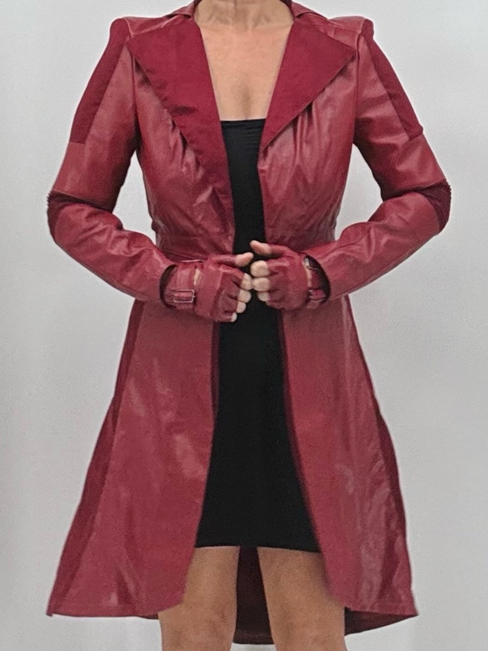 Cosplay.fm Halloween Heroine Anime Goth Cyberpunk Marvel Red Gloves Coat - Picture 2 of 14